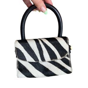 By‎ Far Pony Hair Mini Bag Zebra Print Black White Micro Tote Purse Y2K